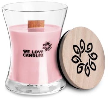 WE LOVE CANDLES Kerze mit Holzdocht - Duftkerzen im Glas mit Deckel - Holzdocht Kerze - Duftkerze Groß - Soja Wachs - Kerze Deko - Kerze im Glas - Scented Candles 100 g min. 21 Stunden Brenndauer