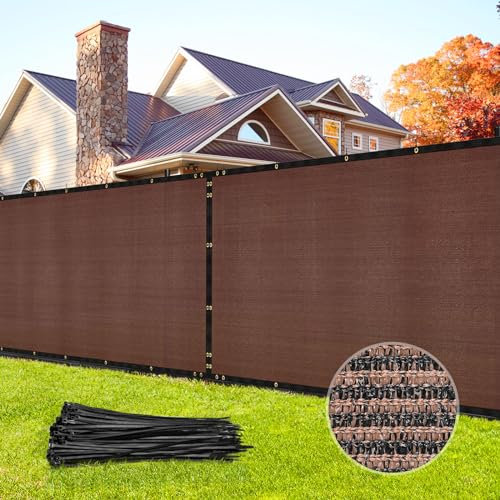 Duerer 1,2 x 15,2 m Sichtschutz für Zaun – robuste Windschutzscheiben-Zaun-Netzabdeckung mit Kabelbinder, UV-Schutz für Wand, Garten, Hof, Pool, Deck, Schild, 90 %, Braun