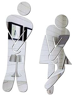 Veemoon Segni Di Servizi Igienici Divertenti Segno Del Bagno Cartello Toilette Per Porta Cartello Bagno Unisex Targa Della Porta Del Bagno Uomini e Donne Decalcomanie Da Parete Scolpito