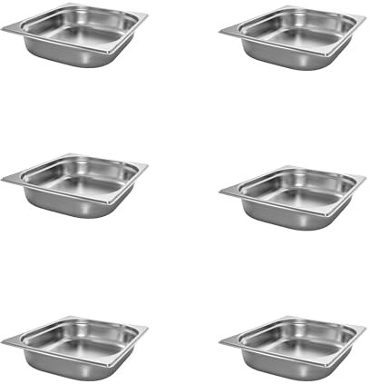 AcMax 6 Stück GN 1/2 Gastronormbehälter GN-Behälter Gastronorm Edelstahl 4 Liter Tiefe 65mm