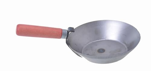Aqbau® Maurerpfanne Gipserpfanne Mörtelpfanne Mörtelschöpfer Schöpfkelle 30 x 17,5 x 4 cm Stahl Holz Durchmesser 175 mm