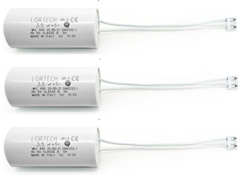 Lot de 3 Condensateur 3,5 μF pour Volet Roulant Bubendorff avec connecteur JST - Ø 25mm x 56 mm - Fabriqué en Italie