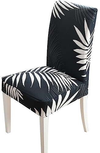 Stuhlhussen Weiße Blätter Stuhlhussen Schwingstühle Universal Stretch Hussen für Stühle Abnehmbarer Waschbarer Stuhlbezug Stühle Schutz Dekoration Stuhlhusse(2er Set)