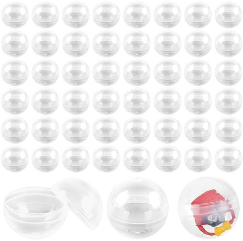 ANNASAMDO 50 Stück Transparente Leere Kugeln zum Befüllen, Befüllbare Acrylkugeln Runde Leere Kapseln Plastikkugeln Christbaumkugeln Weihnachtskugeln für DIY Dekoration Geburtstag Hochzeit Party - 5cm