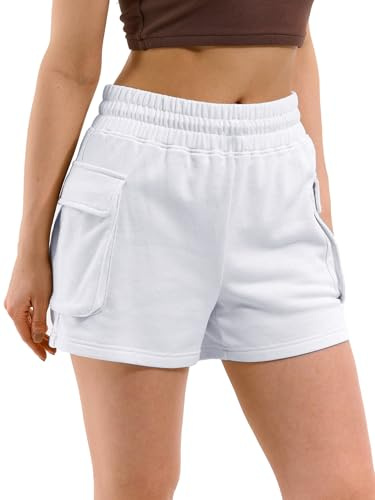 Hanyomo Femmes Fitness Confort Sweat Shorts Athlétique Cordon de Serrage Tissu éponge Coton Shorts