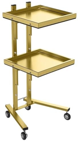 Friseur Wagen Beauty Cart Rolling Tool Trolley Cart 2-Tier-Ablagefach Salon Trolley Cart Für Beauty Hair Salon Kosmetik Rollwagen(Gold)