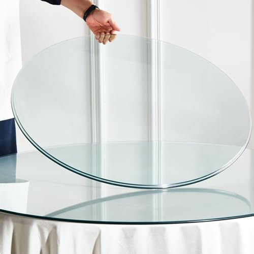 BVDHASDBT Plateau rond en verre trempé de 91,4 cm, plateau rond en verre trempé de 50 à 60 à 70 cm, durable et robuste, plateau rond en verre biseauté de qualité supérieure, plateau en verre rond (45