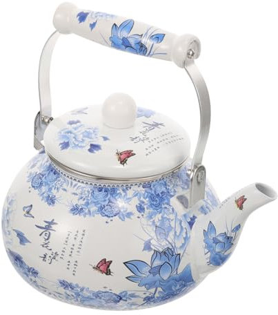 Amosfun Teiera Smaltata Portatile Per Uso Domestico Bollitore Resistente Per Tè e Caffè Compatibile Con Piani Cottura a Induzione e a Gas