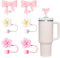Benaewa 6 Pcs Straw Cover for Stanley 30&40 Oz Tumbler Cups, 10mm Silicone Straws Toppers, Reusable Straw Accessories with Pink Bow, Flower