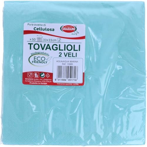 Einweg-Papierservietten, 50 Stück, Format 33 x 33 cm, Meerwasser