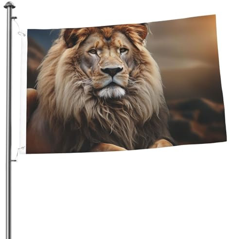 Flagge, 90 x 60 cm, strapazierfähig, hängende Outdoor-Flaggen, kreative Tiere, Löwe, Willkommensflaggen, lichtbeständige Flaggen für den Außenbereich, Gartenflagge mit Messingösen, Hausflaggen, Banner