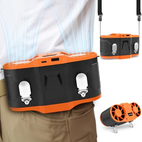FERNIDA Portable Waist Fan, Rechargeable 20000mAh Hands-Free Hanging Neck Fans, Wearable Belt Fan for Camping, Outdoor, Jobsite and Work