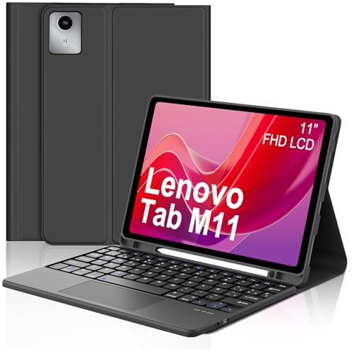 FOGARI Teclado con Touchpad para Lenovo Tab M11 2024 11, Funda con Español Ñ Teclado para Lenovo Tab M11 11 Pulgadas Bluetooth Teclado con Trackpad, Negro