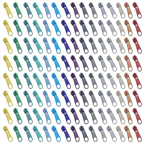 CONNECTION 120 Stück Reißverschluss Schieber Ersatz Nr.3 Bunt Reissverschluss Zipper Ersatz Reißverschluss Reparatur Set Fix Reissverschluss Für Nähen Kleidung Kleider Jacken Koffer Basteln (Farbe B)