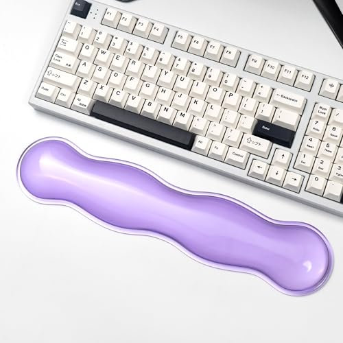 Clear Gel Keyboard Wrist Rest, Purple Silicone Wrist Rest, Ergonomic Wrist Rest for Computer Keyboard 60%/75% (Purple-Long)
