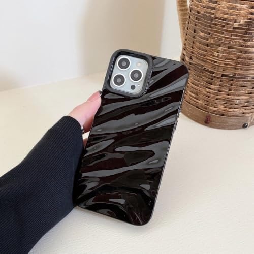 VIPAVA Luxury 3D Silk Ripple Wavy Case For iPhone 15 14 13 11 12 Pro Max X XS XR 7 8 Plus SE Shockproof Protective Soft Silicone Cover,Black,for iphone 8 plus