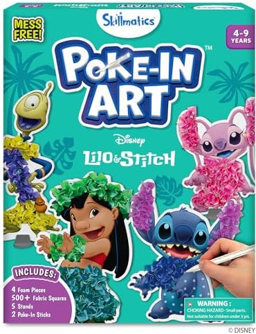 Skillmatics Poke-in Art - Lilo & Stitch, Mess-Free Fun for Kids, DIY Sewing Craft Kits, Creative Activity, Gifts for Girls & Boys Ages 4, 5, 6, 7, 8, 9