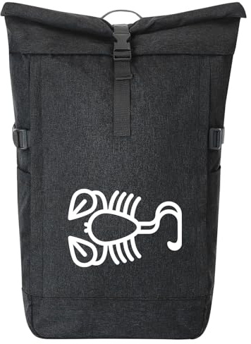 Huuraa Kurierrucksack Skorpion Sternzeichen Symbol 30-44 Liter Black Melange Fairtrade Rolltop Rucksack Geschenkidee