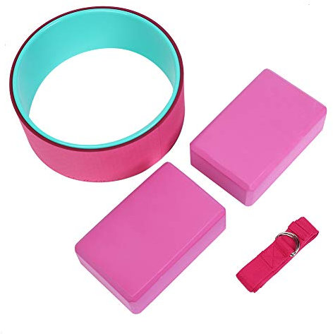 Baxnore 4 -teiliges Yoga -Set mit Rad, Blöcke Stretchgürtel, Höhendichte Eva -Fitness -Kit, Flexibilitätstraining -Kerntraining, Nicht -Slip -ABS -Yoga -Requisiten für