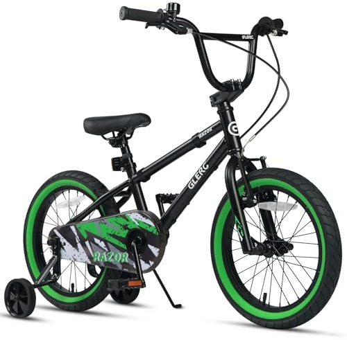 Glerc Razor 12, 14, 16 Zoll Kinderfahrrad im BMX-Stil für Kinder im Alter von 2 bis 8 Jahren, mit Stützrädern, Ständer und Klingel, Múltiples Colores