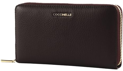 Coccinelle Leder Geldbörse Metallic Soft Wallet Grained Leather Prune dunkelviolett