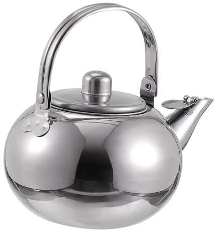 TIDTALEO Tetera De Acero Inoxidable Con Colador Integrado 1l 14cm Tapa Gruesa Portátil Para Casa y Oficina Asa Cómoda