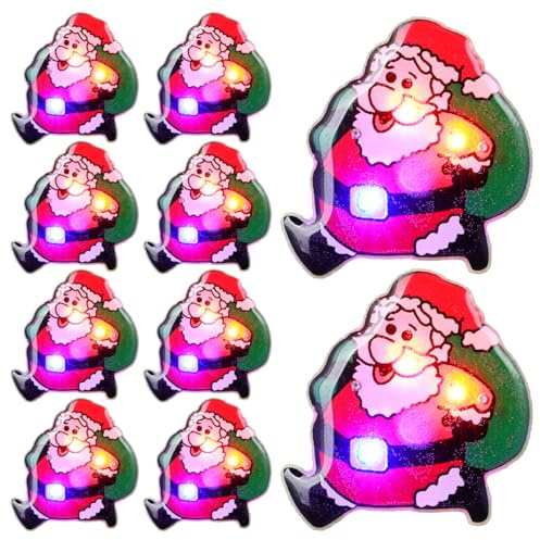 Hemobllo 25PCS LED Weihnachtsmann Anstecknadeln Set, Mehrfarbige Leuchtende Broschen für Weihnachtsdekoration und Kinder Geschenke