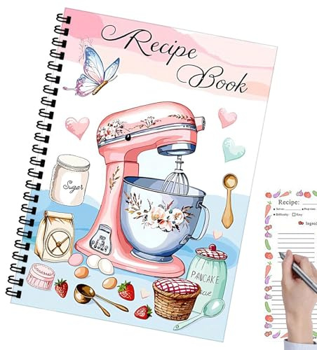 Rezept-Notizbuch, individuelles Lebensmittelprotokoll, handgeschriebener kulinarischer Notiz-Tracker, 100 Blatt, ideal für die Zubereitung von Mahlzeiten, Routine-Katalog, Familie oder aufmerksames