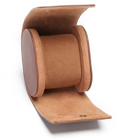 Xqzbmt Leather Watch Roll Single Travel Watch Case,Watch Box for Men Women PU Leather Watch display Case,Holder,Organiser for Travel & Storage Brown
