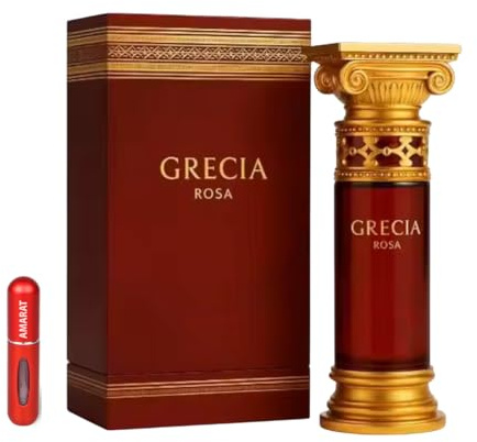 Grecia Rosa Extrait de Parfum 100 ml, Profumo Arabo Unisex a Lunga Durata, Include Atomizzatore Ricaricabile, Frutti Rossi Vaniglia Muschio, Fragranza Floreale, Dolce e Ambra (Grecia Rosa Extrait)