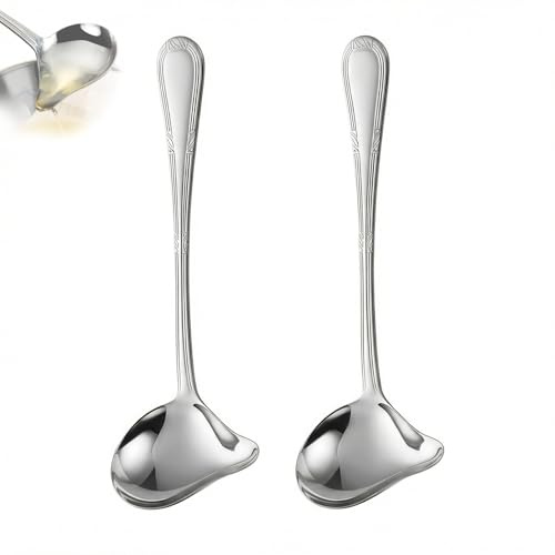 Ztolbriy Cuchara para Salsa, Cucharón para Salsa de Acero Inoxidable - Utensilios de Cocina Duraderos para Servir Salsa, Salsas Cremosas y Salsas Picantes en Comidas Caseras, Fiestas y Restaurantes