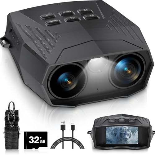 5K HD Infrarot Nachtsichtfernglas mit 3 Display, 10X Digitalzoom 600m, 7-Stufen-IR, 5000mAh Akku & 32GB für Jagd, Camping | NVG, Wärmebildkamera, Fernglas mit Nachtsicht