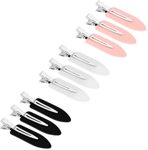 BUTBU 9 Stück Nahtlose Haarspange, Haar Pin Curl Clips, haarklemmen Friseur Metall, Friseurbedarf, Haarclips zum Stylen und Schneiden, für Mädchen Damen, 3 Farben(Schwarz, Pink, Weiß)