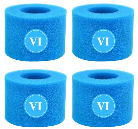 DIELOVEHUA 4 Pièces Éponge Filtrante Type VI, Filtre en Mousse pour Spa, Cartouche de Filtre en Mousse Réutilisables et Lavables, pour Bestway, Lay-Z-Spa, Coleman SaluSpa 90352E 58323