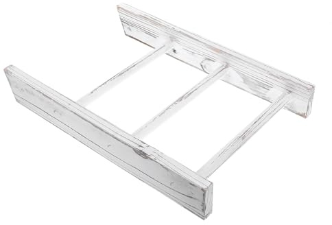 COLLBATH Scala Arredo Bagno in Legno Bianco Rustica Mini Porta Asciugamani Salvaspazio per Bagno e Cucina Decorazione Funzionale e Compatta