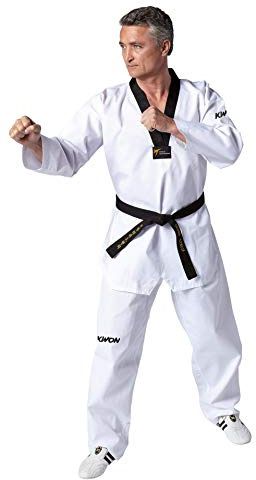 Kwon TKD-Anzug Victory, weiß mit schwarzem Revers, 160 cm
