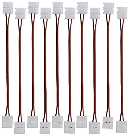 LitaElek 10er-Pack LED Streifen Verbinder, 2-polig, 8mm Breite, SMD 3528/2835 Einfarbig, Eckverbinder, LED Band Anschlusskabel, 17cm Lang