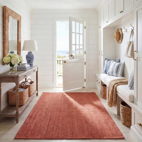 SAFAVIEH Area Rug 5x8 - Natural Fiber Collection - Rust, Handmade Jute, Farmhouse Style, Chunky Textured Thick Pile (NF447C)
