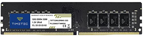 Timetec Hynix IC 4 Go DDR4 2133 MHz PC4–17000 non ECC sans tampon 1,2 V CL15 1R8 Single Rank 288 broches UDIMM PC de bureau ordinateur mémoire RAM module de mise à niveau 32GB KIT (4*8GB) 1333 1.35V