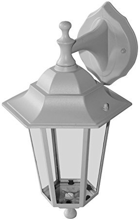 Licht-Erlebnisse Außenwandleuchte Glas Aluminium Weiß IP44 Terrasse Garten H:36 cm E27 bis 60 W Rustikal Laterne nostalgische Außenlampe Balkon PARIS