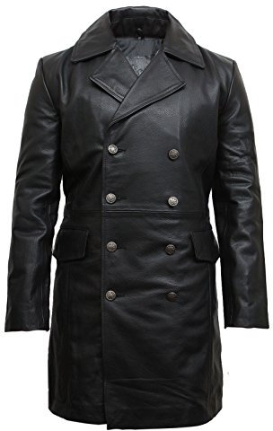 BRANDSLOCK Herren Leder Jacke Echtes Kuhfell Dr Who U Boat Deutsche Kriegsmarine Submarine (Schwarz, x_s)