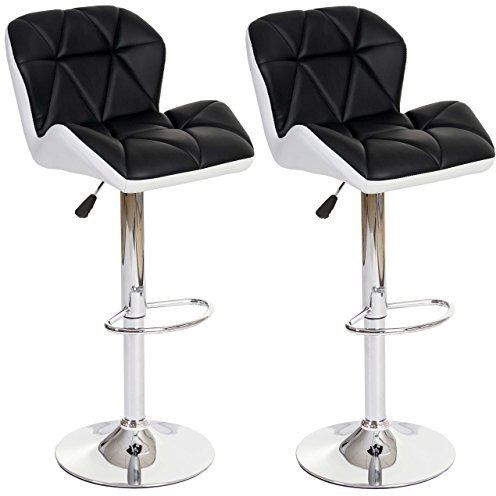 Mendler 2er-Set Barhocker HWC-A92, Barstuhl Tresenhocker, höhenverstellbar Kunstleder - schwarz