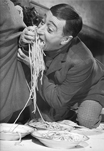 Social Crazy Stampa in Tela Canvas 100% qualità Italia - Totò - Mangia Spaghetti Effetto Dipinto Idea Regalo Casa Quadro Cucina Stanza da Letto Soggiorno (40x50)