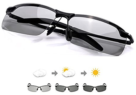 TJUTR Polarisierte Sonnenbrille Herren Photochromatisch Sports Fahrradbrille Selbsttönend Autofahrer Durchsichtig brille mit Färbungsgradient