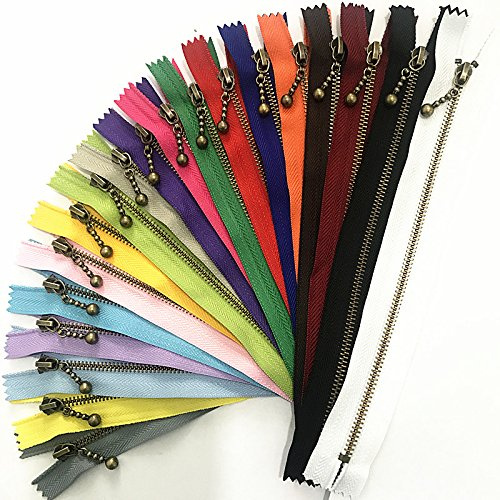 WKXFJJWZC - Cerniere in ottone su nastro di nylon, 20 pezzi, da 20 cm-50 cm, 40,5 cm