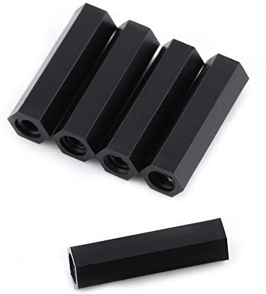 Akozon Nylon Schwarz Hex Spacer, 100Pcs M3 Innensechskant Gewinde Spacer Distanzbolzen Schwarz Nylon Sechskant Abstandsbolzen Muttern Sortiment mit Kunststoff-Box(M3*25)