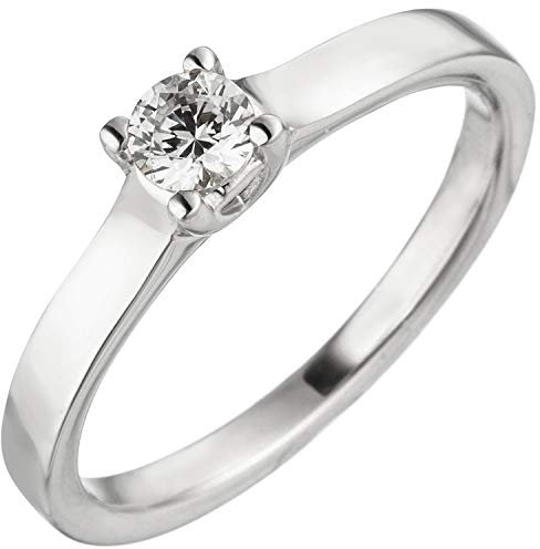 Jobo Damen Ring 585 Gold Weißgold 1 Diamant Brillant 0,15 ct. Diamantring Solitär Größe 60