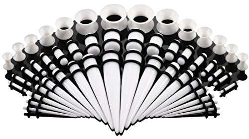 BOOM 18 Stück Taper konisch + 18 Stück Ohr-Plugs 1,6 mm-10 mm Acryl + 14 Stück Silikon Tunnel 3 mm - 12 mm, Acryl, Acryl