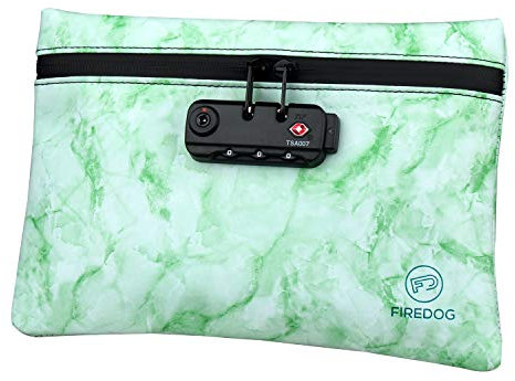 FIREDOG Lock geruchsdichte Beutel, kohlenstoffgefüttert, 15,2 x 22,9 cm, geruchsdicht, für Reisen, Marmor-Grün, Marmorgrün, Modern