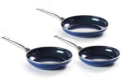 Blue Diamond Non-Stick 20 cm, 24 cm and 28 cm Frying Pan Set, Aluminium